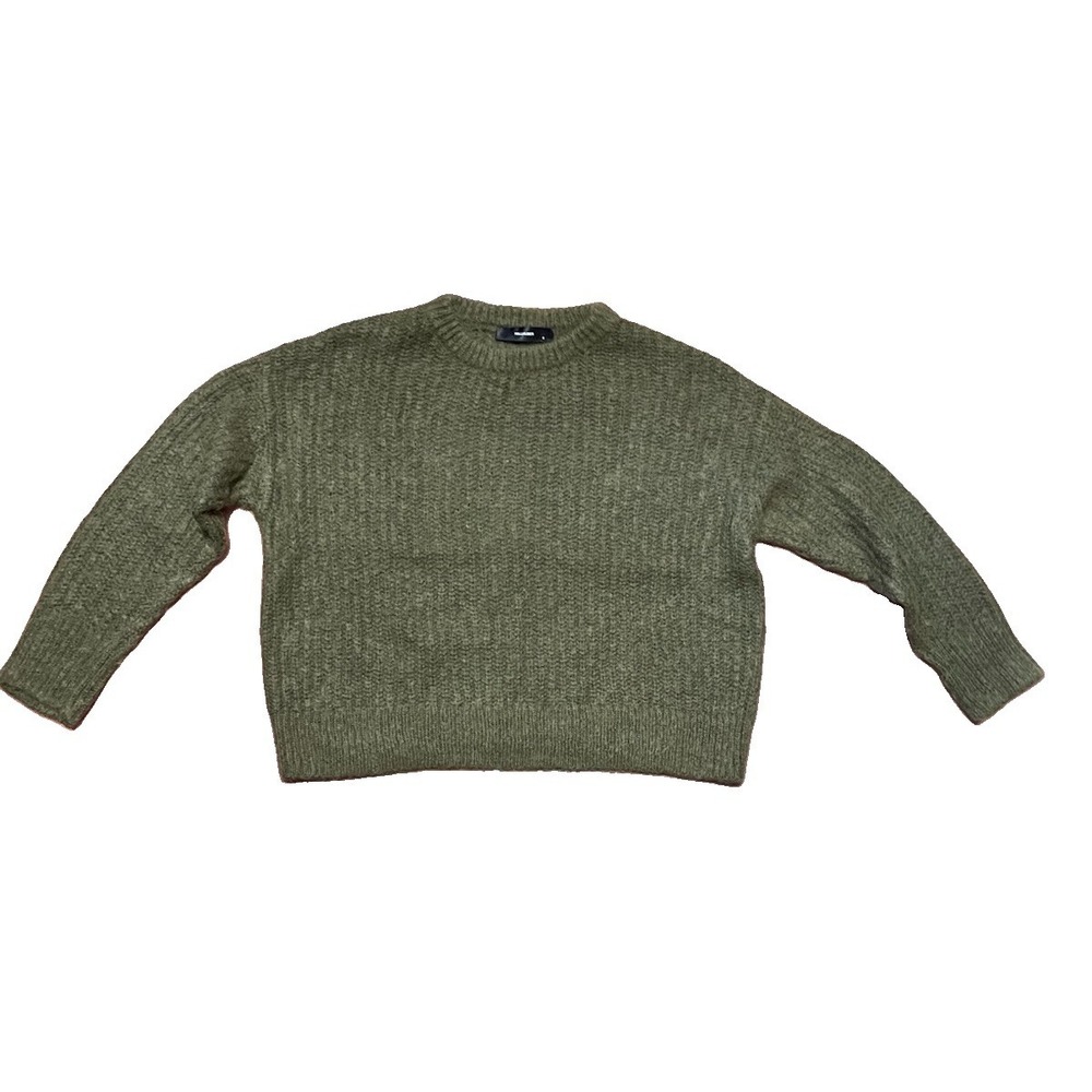 Hallhuber Mohair Wool Blend Sweater Olive Fuzzy Soft Knit Fall Winter Cozy Sz S